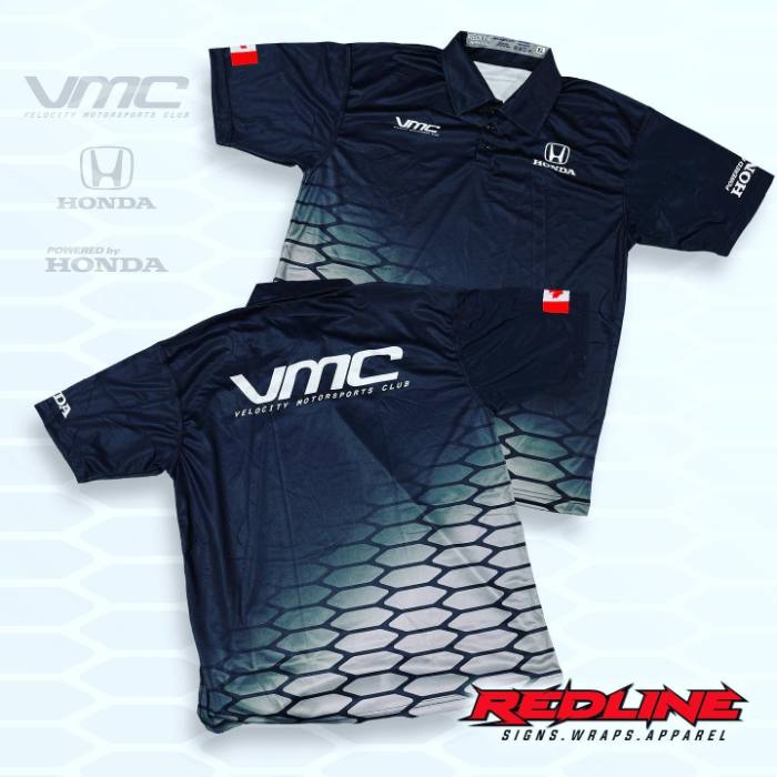 Branded shirts laid out for apparel production review