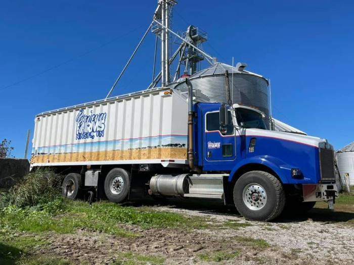 Wrapped work truck on a farm