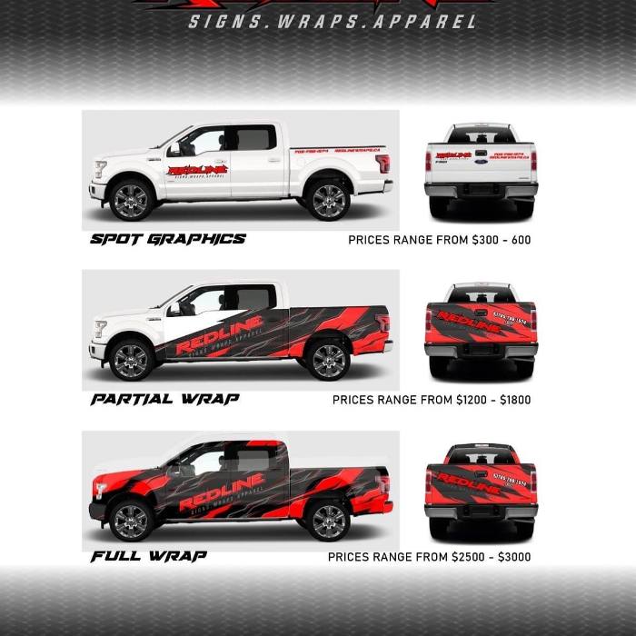 Wrap coverage pricing graphic for service trucks