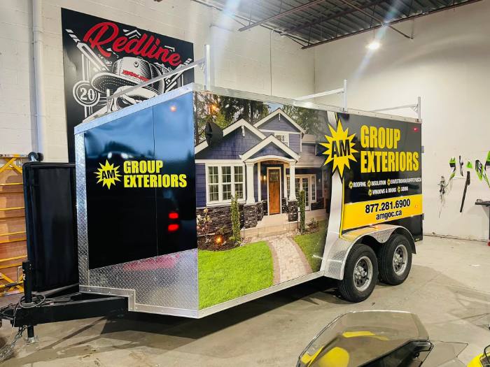 Wrapped work trailer in the shop